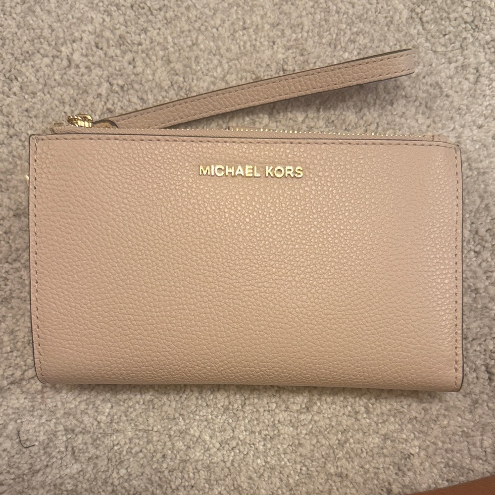Michael Kors Blush Pebbled Leather Wristlet
